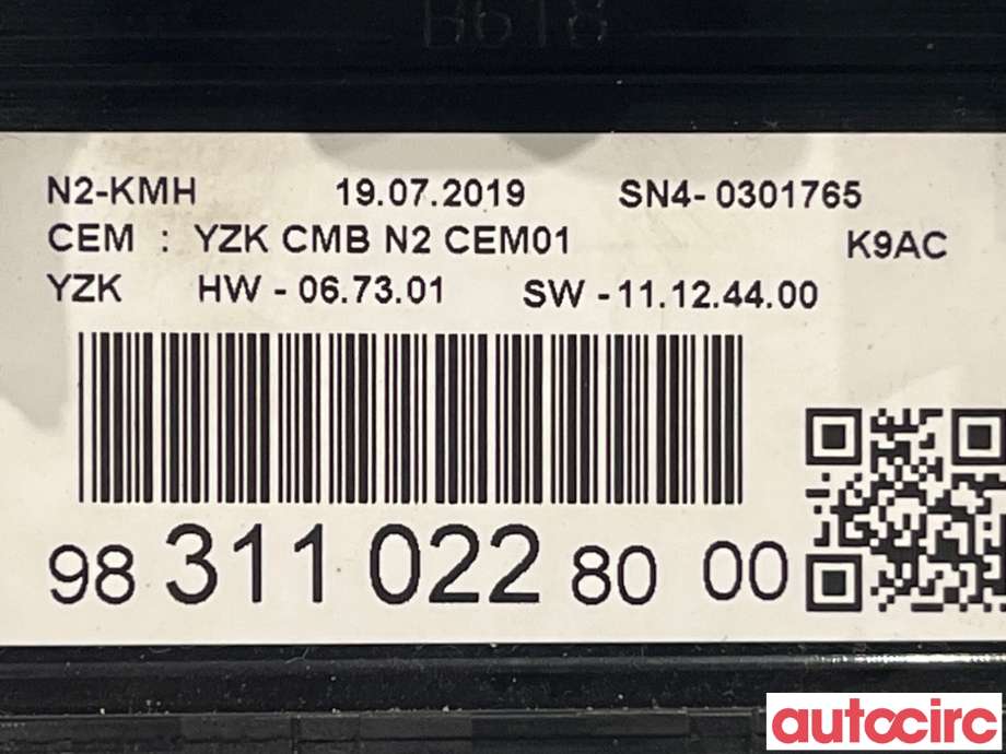 Instrumentpanel til Citroën Berlingo 2019-->> (Type III)  (CITROEN|9831102280)