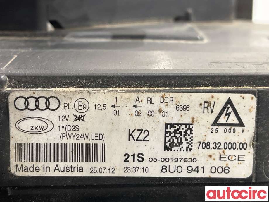 Frontlykt høyre xenon til Audi Q3 2011-2014 (Type I, Fase 1)  (AUDI|8U0941044|8U0941006)