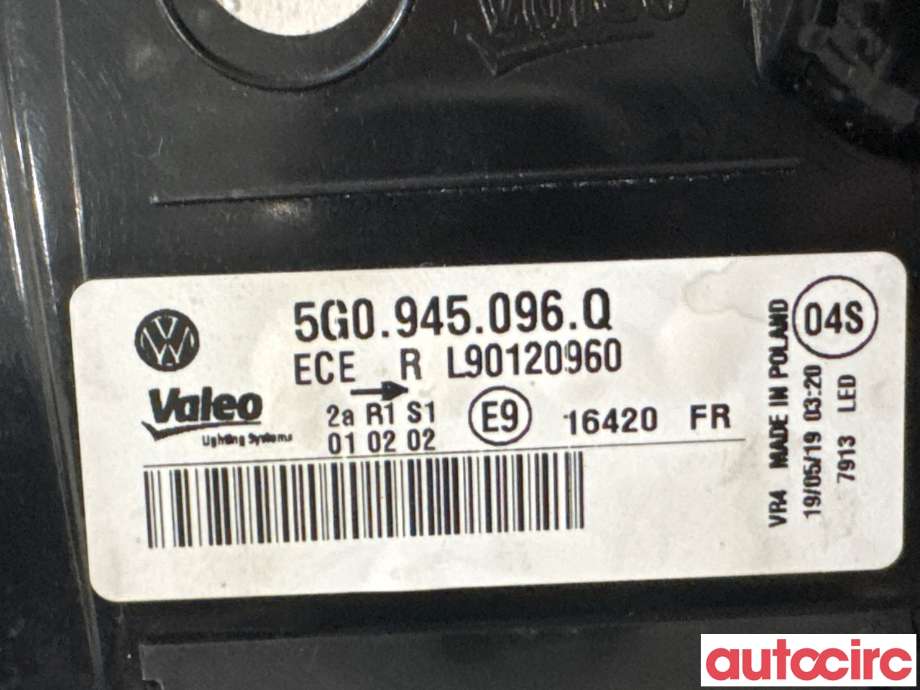 Baklykt høyre til VW e-Golf 2017-2020 (Fase 2)  (VOLKSWAGEN|5G0945096Q||5G0945312B)