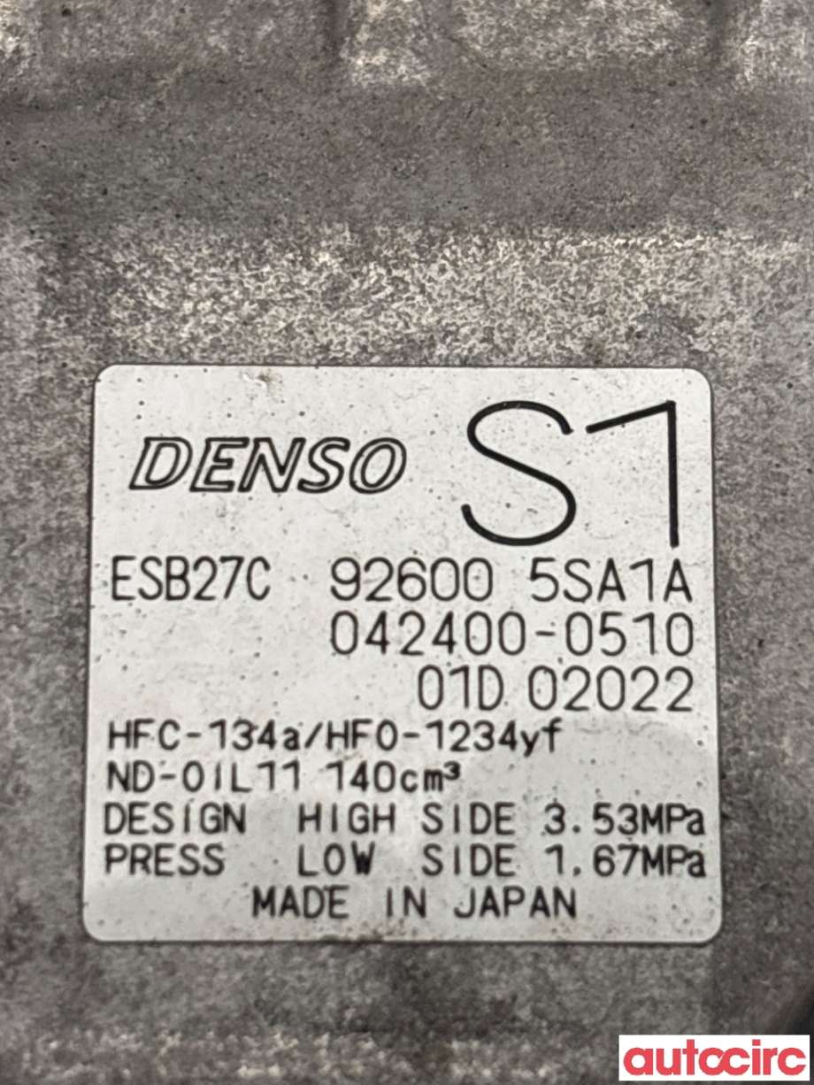 Aircondition kompressor til Nissan Leaf 2018-->> (Type II)  (NISSAN|926005SA1A|042400-0510)