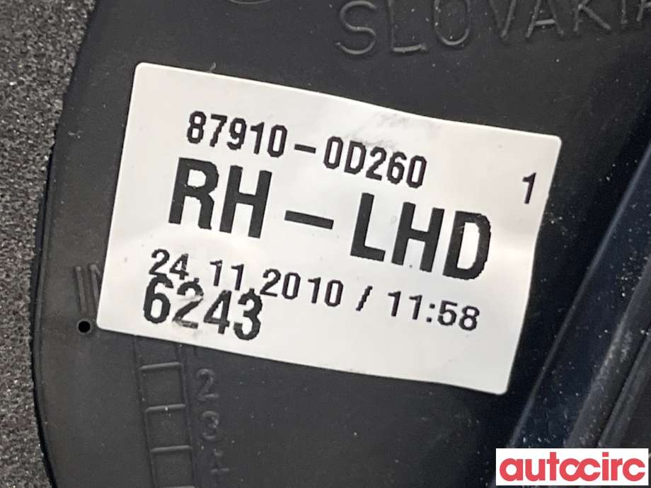 Speil høyre til Toyota Yaris 2009-2011 (Type II, Fase 2)  (TOYOTA|879100D260|87910-0D260)