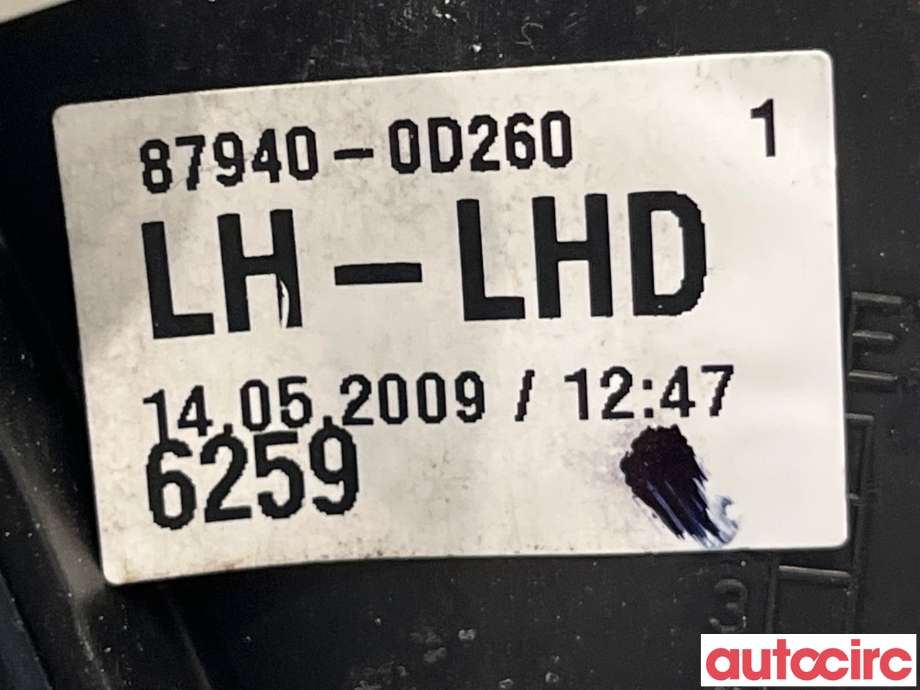 Speil venstre til Toyota Yaris 2009-2011 (Type II, Fase 2)  (TOYOTA|879400D260)