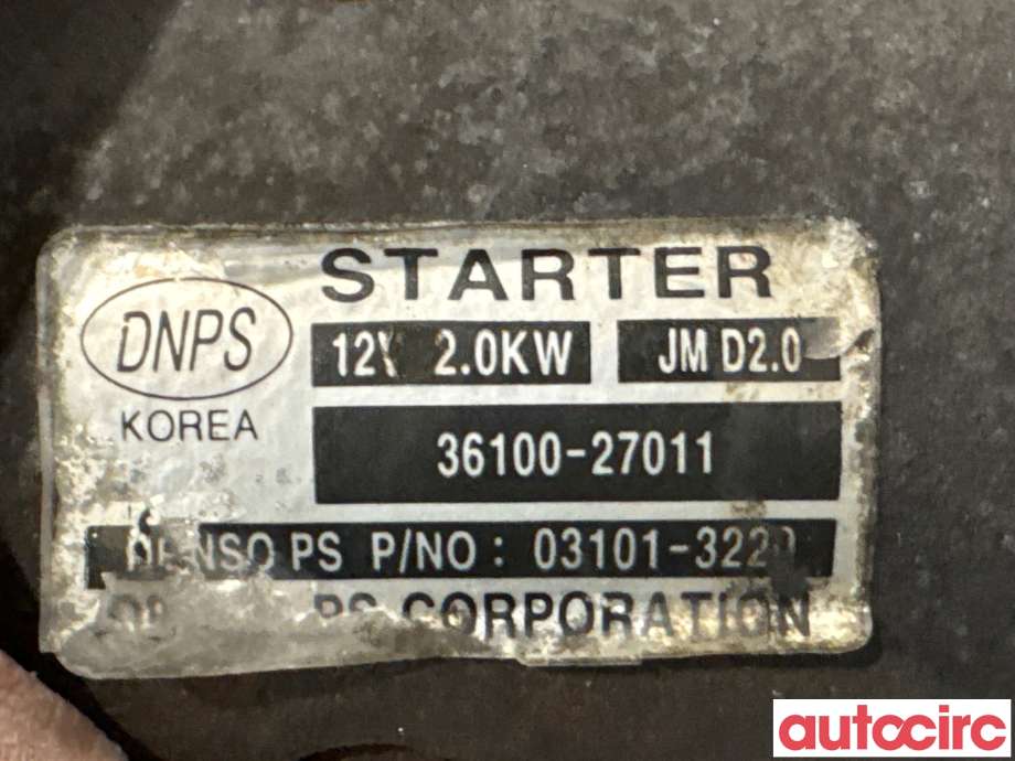 Starter diesel til Hyundai Santa Fe 2006-2009 (Type II, Fase 1)  (HYUNDAI|3610027011|03101-3220|36100-27011)
