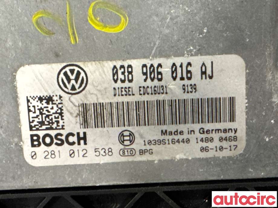 Styreenhet motor til VW Transporter / Caravelle 2003-2009 (Fase 1) (T5) (T5) (VOLKSWAGEN|038906016AJ|0281012538)