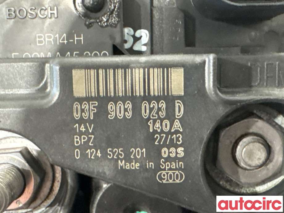 Dynamo til VW Polo 2009-2014 (Type V, Fase 1) (VOLKSWAGEN|03F903023D|0124525201|03F903023J)