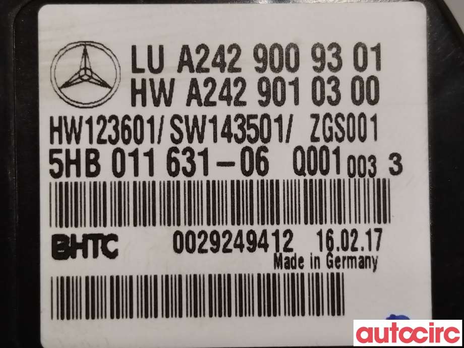Varmeapparat betjening til Mercedes B-Klasse 2011-2018 (W246) (W246) (MERCEDES|A2429009301)
