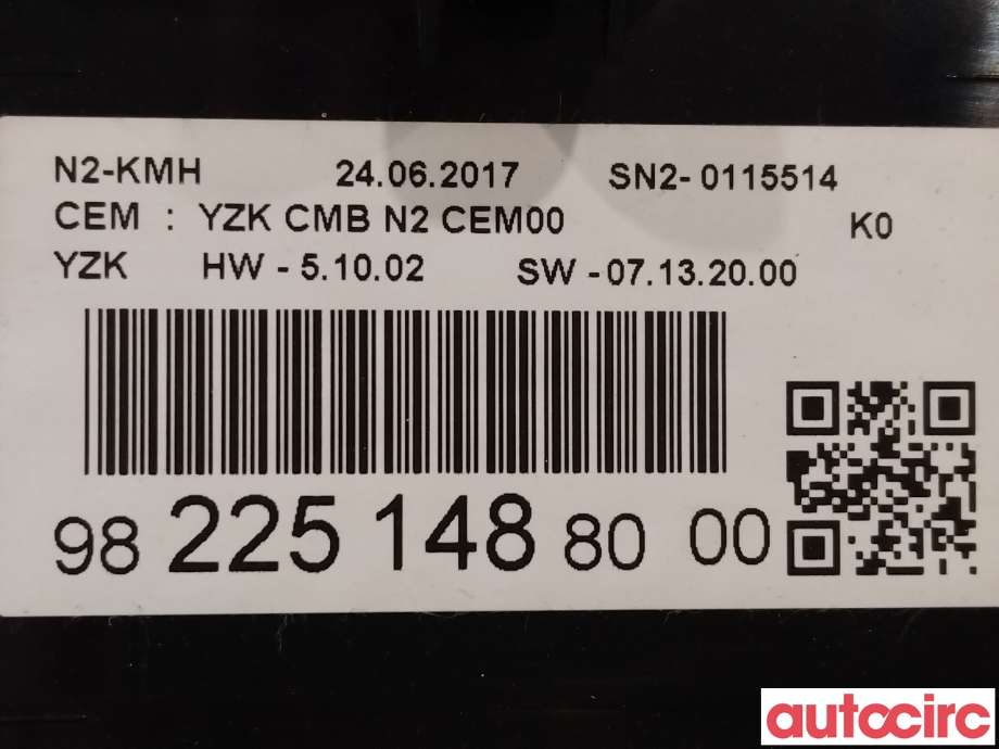 Instrumentpanel til Citroën Jumpy 2016-->> (Type III)  (CITROEN|9822514880|)