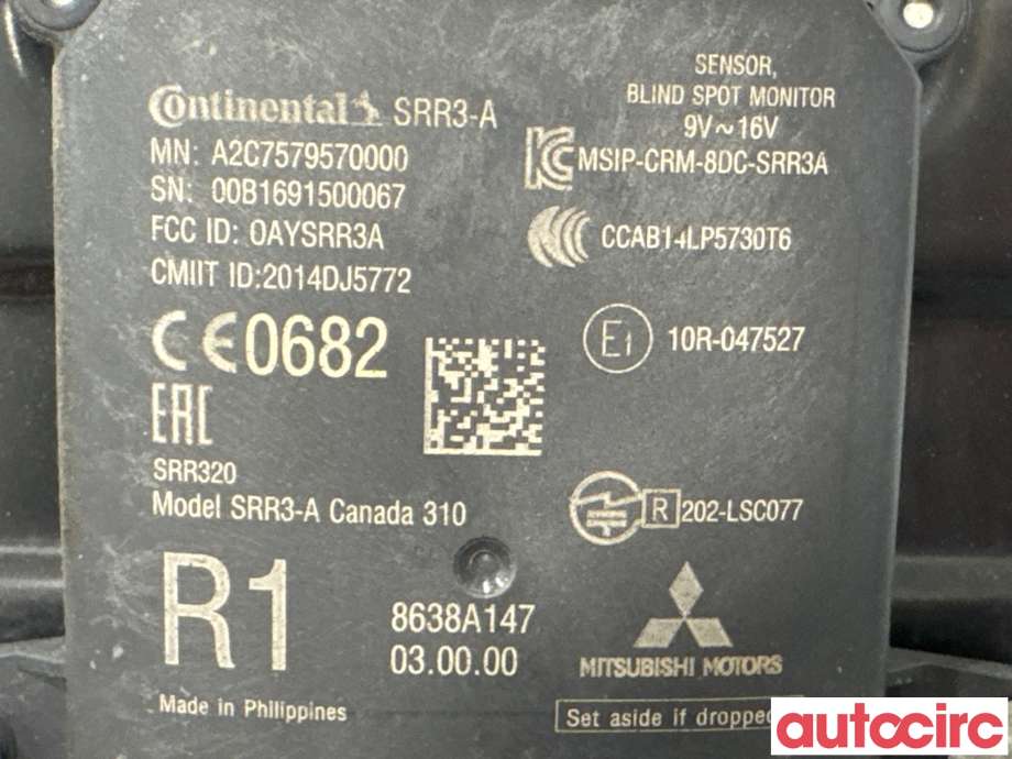 Sensor radar til Mitsubishi Outlander 2015-->> (Type III, Fase 2)  (MITSUBISHI|8638A147|A2C7579570000)