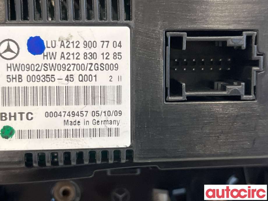 Varmeapparat betjening til Mercedes E-Klasse 2009-2013 (Fase 1) (W212) (W212) (MERCEDES|A2129009109|5HB009355-45|A2129007704)