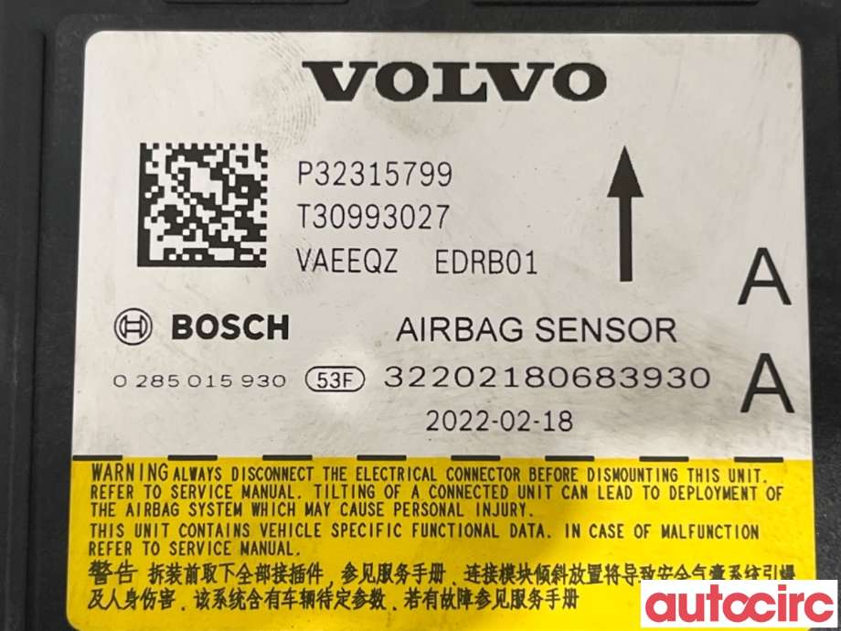 Airbag elektronikk til Volvo XC40 2018-2024  (VOLVO|32315799|0285015930)