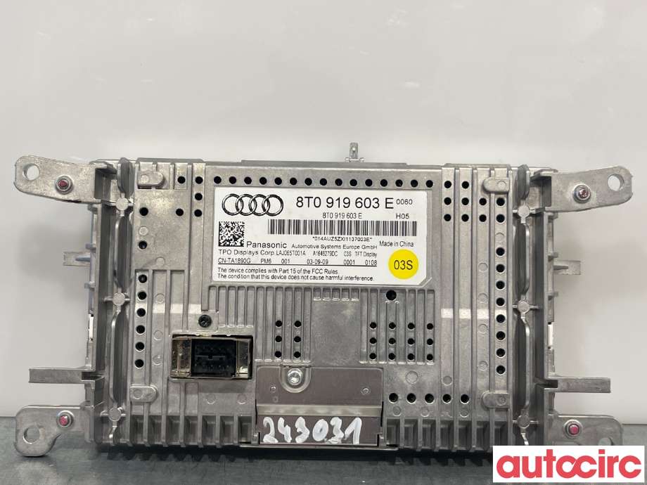 Multimedia display (MCU - Media Controller Unit) til Audi A5 2007-2016 (Type I)  (AUDI|8T0919603C|8T0919603E)