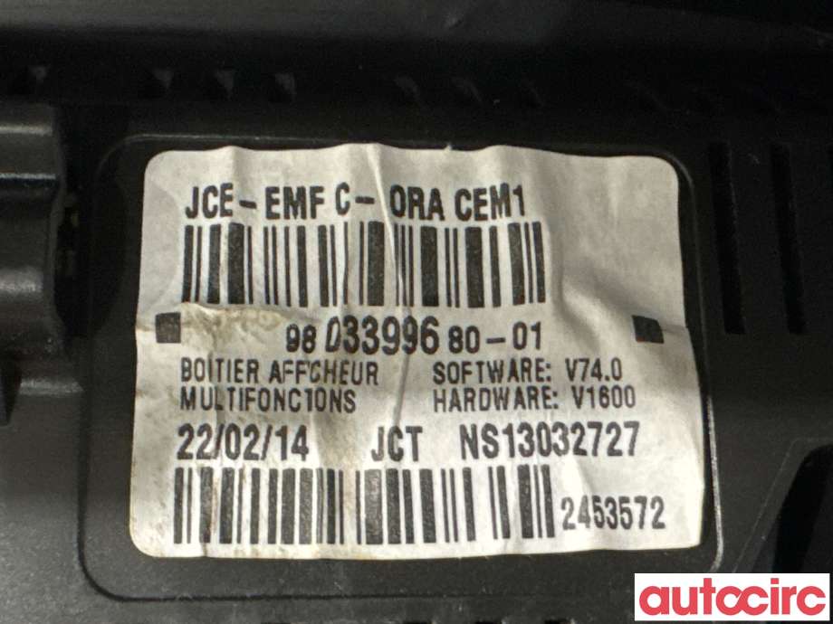 Multimedia display (MCU - Media Controller Unit) til Citroën Berlingo 2015-2019 (Type II, Fase 2)  (CITROEN|9803399680|NS13032727|9821851780)