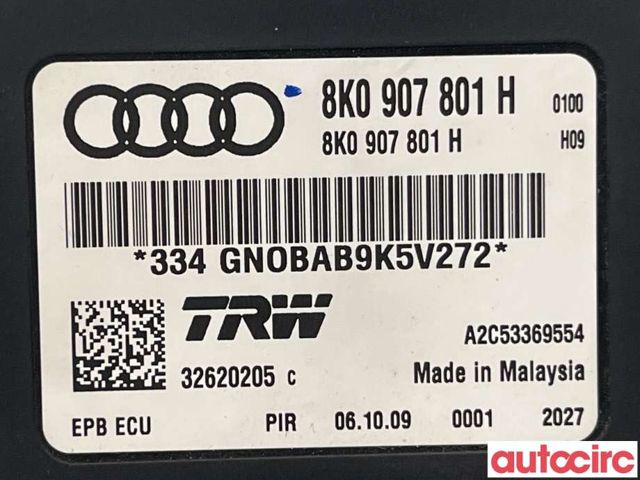 Styreenhet elektrisk parkbrems (EPB - Electric Parking Brake) til Audi A5 2007-2016 (Type I)  (AUDI|8K0907801H|A2C53369554)