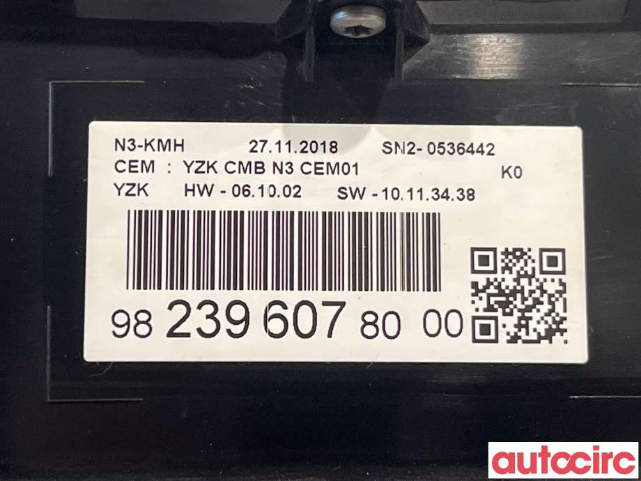 Instrumentpanel til Citroën Jumpy 2016-->> (Type III)  (CITROEN|9823960780|)