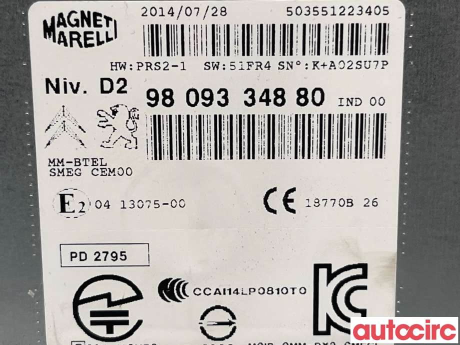 Bilstereo diverse til Citroën C4, Picasso 2013-2018 (Type II)  (CITROEN|1613183980|9809334880)