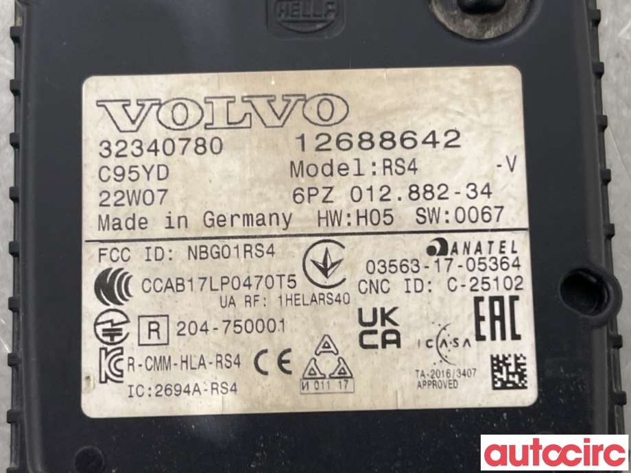 Sensor radar til Volvo XC40 2018-2024  (VOLVO|32340780|6PZ012882-34)