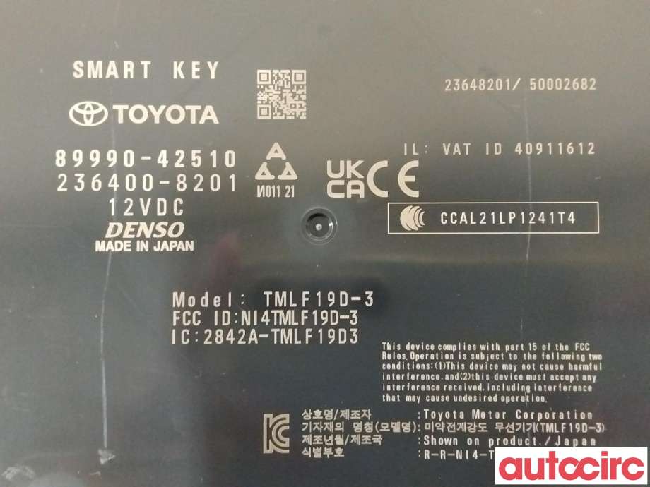 Styreenhet nøkkelfri/keyless til Toyota bZ4X 2022-->>  (TOYOTA|899H042370|8999042510)