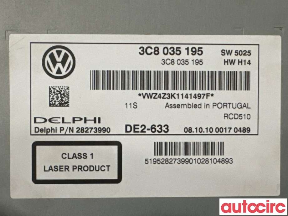 Bilstereo til VW Golf VI 2008-2012  (VOLKSWAGEN|3C8057195X|28273990|3C8035195)