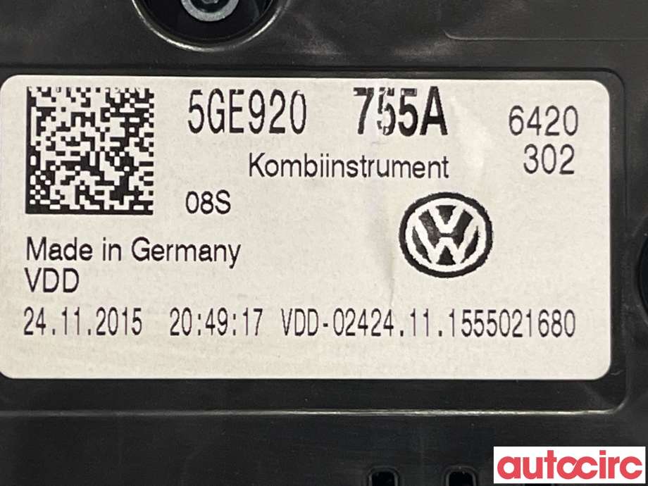 Instrumentpanel til VW e-Golf 2014-2017 (Fase 1)  (VOLKSWAGEN|5GE920755A)