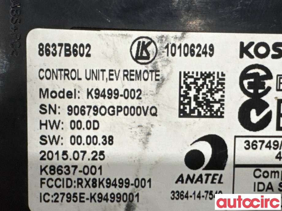 Styreenhet diverse til Mitsubishi Outlander 2015-->> (Type III, Fase 2)  (MITSUBISHI|8637B612|K9499-002|8637B602)