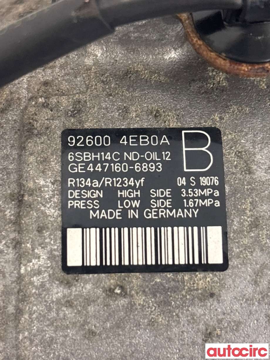 Aircondition kompressor til Nissan Qashqai 2014-2021 (Type II) (NISSAN|926004EB0A|447160-6893)