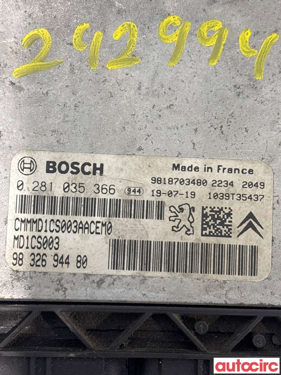 Styreenhet motor til Citroën Berlingo 2019-->> (Type III) (CITROEN|1659555480|0281035365|9832694480)