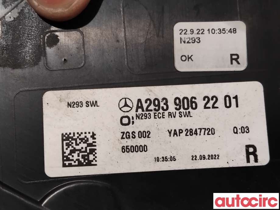 Baklykt høyre til Mercedes EQC 2019-->>  (MERCEDES|A2939062201|)