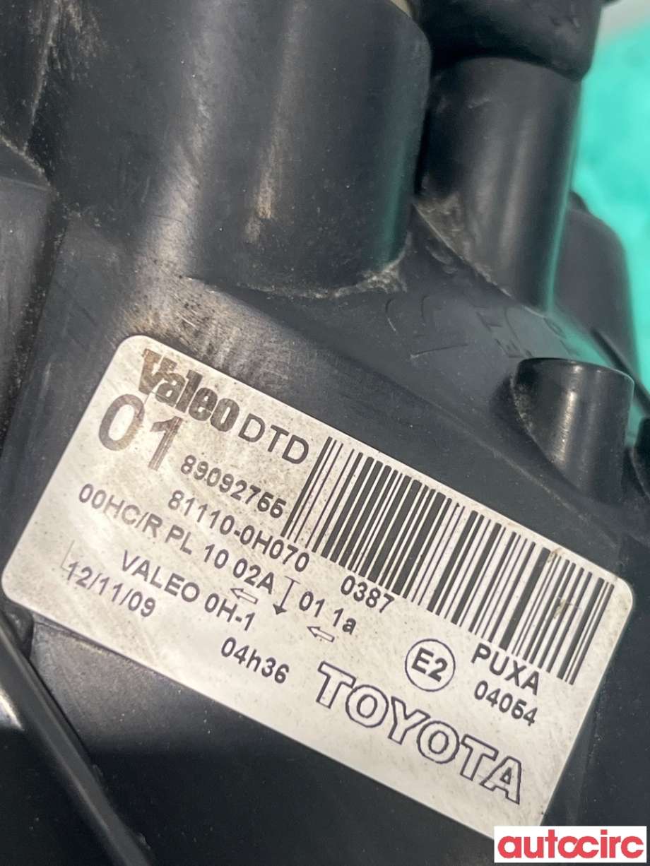 Frontlykt høyre halogen til Toyota Aygo 2005-2014 (Type I) (TOYOTA|811300H011|81110-0H070)