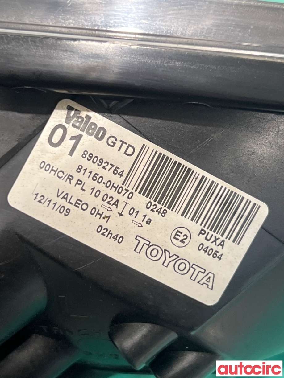 Frontlykt venstre halogen til Toyota Aygo 2005-2014 (Type I) (TOYOTA|811700H011|81150-0H070)