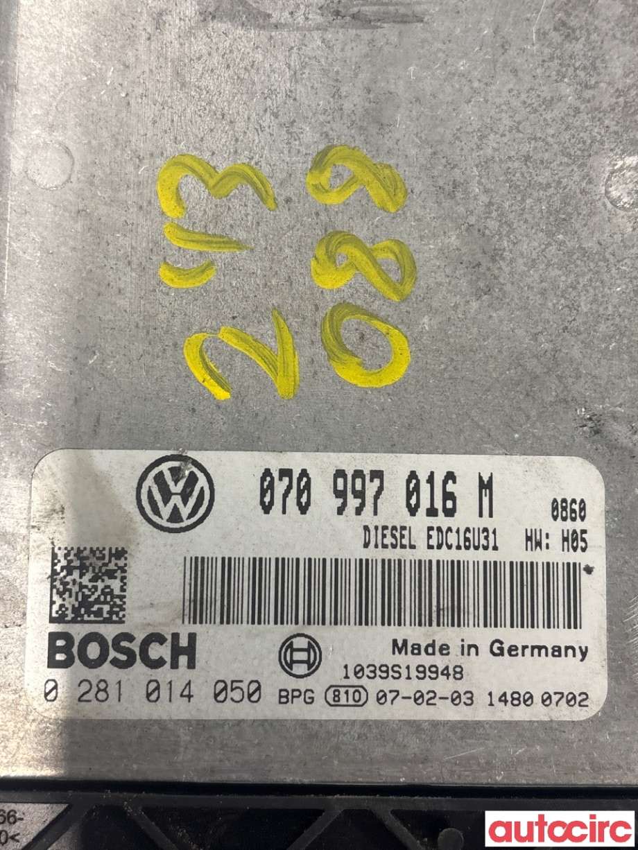 Styreenhet motor til VW Transporter / Caravelle 2003-2009 (Fase 1) (T5) (T5) (VOLKSWAGEN|070997016M|0281014050)