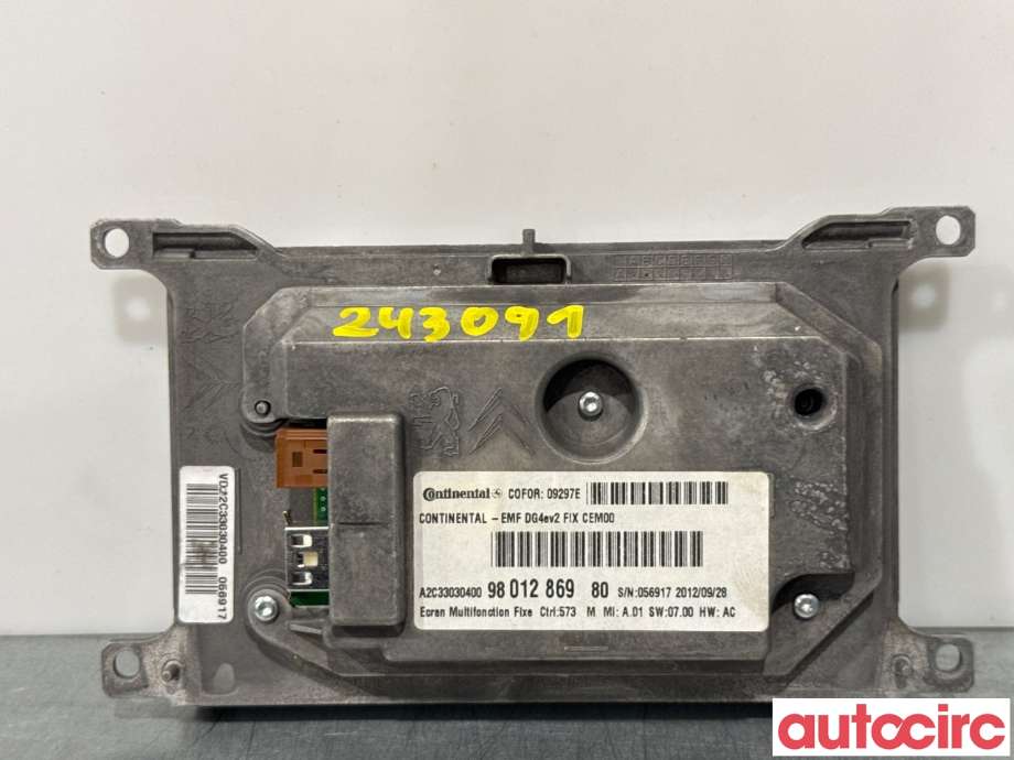 Instrument kjørecomputer til Peugeot 508 2011-2014 (Type I, Fase 1)  (PEUGEOT|9801286980|A2C33030400|9804563180)