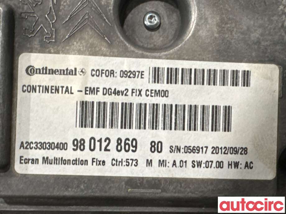 Instrument kjørecomputer til Peugeot 508 2011-2014 (Type I, Fase 1)  (PEUGEOT|9801286980|A2C33030400|9804563180)