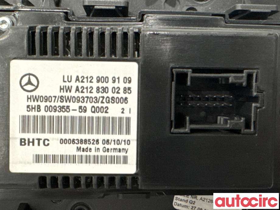 Varmeapparat betjening til Mercedes E-Klasse 2009-2013 (Fase 1) (W212) (W212) (MERCEDES|A2129008608|5HB009355-59|A2129006527)