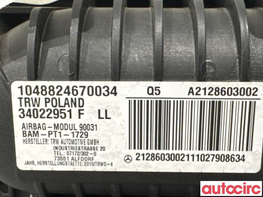 Airbag passasjer til Mercedes E-Klasse 2009-2013 (Fase 1) (W212) (W212) (MERCEDES|A2128603002|34022951F)