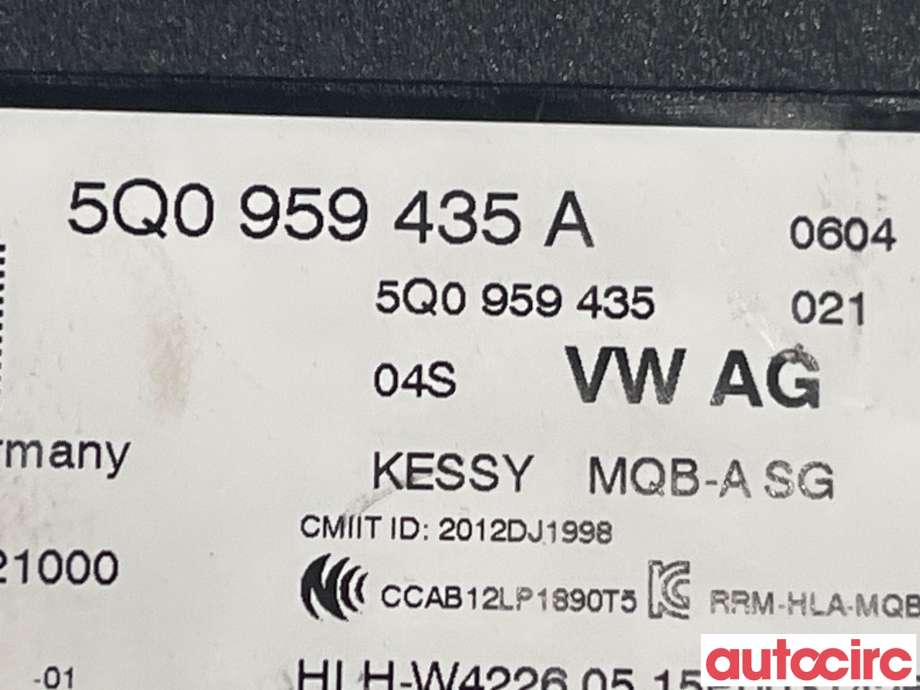 Styreenhet nøkkelfri/keyless til Audi A3 2012-2016 (Type III, Fase 1) (AUDI|5Q0959435A)