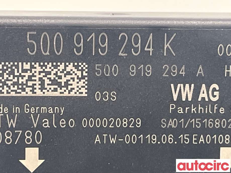 Styreenhet parkering til Audi A3 2012-2016 (Type III, Fase 1) (AUDI|5Q0919294K)