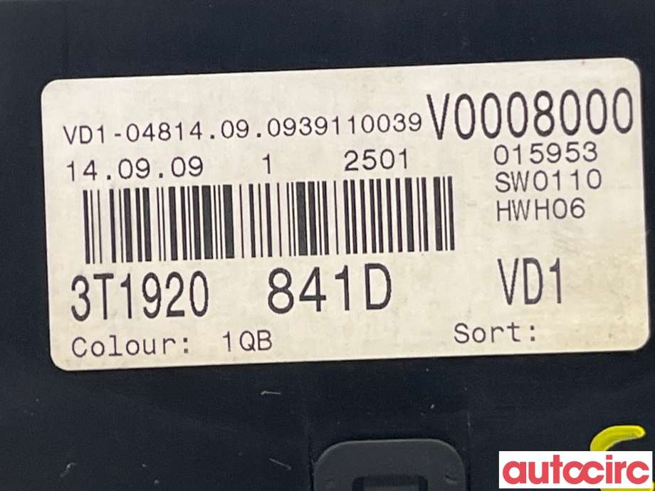 Instrumentpanel til Škoda Superb 2008-2015 (Type II) (SKODA|3T1920841D)