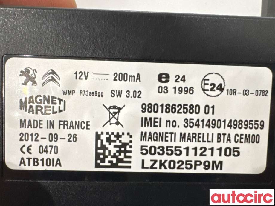 Styreenhet diverse til Peugeot 508 2011-2014 (Type I, Fase 1)  (PEUGEOT|NO NUMBER||9801862580)