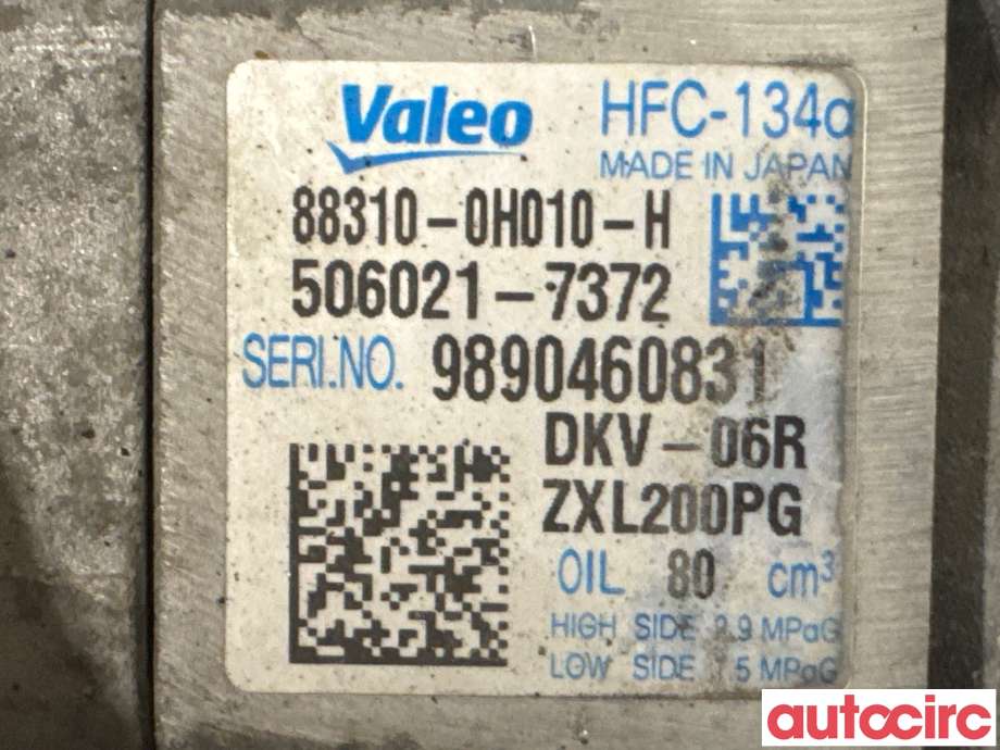 Aircondition kompressor til Toyota Aygo 2005-2014 (Type I)  (TOYOTA|883100H010|506021-7372|88310-0H010-H)