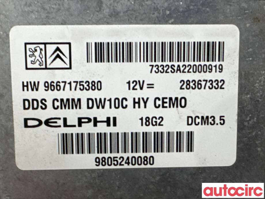 Styreenhet motor til Peugeot 508 2011-2014 (Type I, Fase 1)  (PEUGEOT|1677623280|28367332|9805240080)
