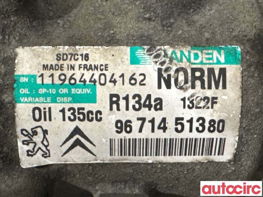 Aircondition kompressor til Peugeot 508 2011-2014 (Type I, Fase 1)  (PEUGEOT|648756|9825869180|9671451380)