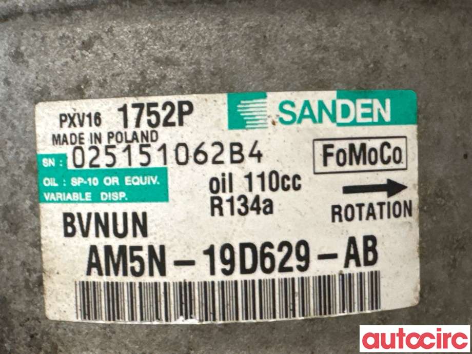 Aircondition kompressor til Ford C-Max 2010-2015 (Type II, Fase 1)  (FORD|1722070|PXV161752P|AM5N-19D629-AB)