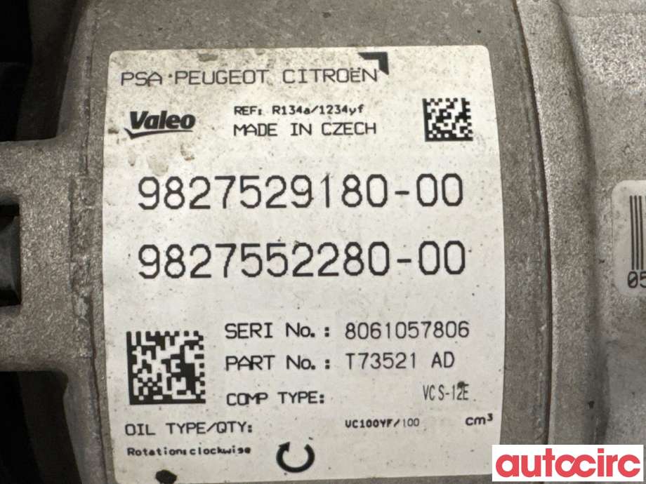 Aircondition kompressor til Peugeot 3008 2016-->> (Type II)  (PEUGEOT|1633566080|T73521AD|9827529180)