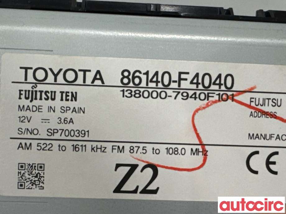 Multimedia display (MCU - Media Controller Unit) til Toyota C-HR 2016-->> (TOYOTA|86140F4040|)
