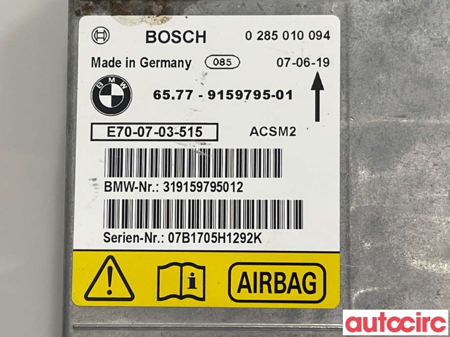 Airbag elektronikk til BMW X5 2007-2013 (E70) (E70) (BMW|65779240083|0285010094|6577-9159795)