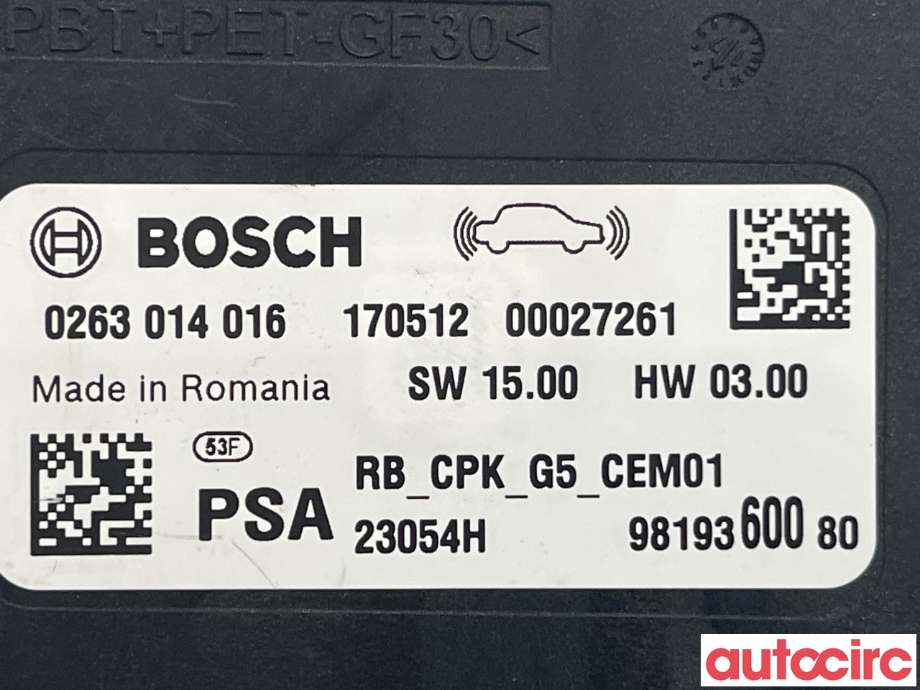 Styreenhet parkering til Peugeot 3008 2016-->> (Type II)  (PEUGEOT|1621267080||9819360080)
