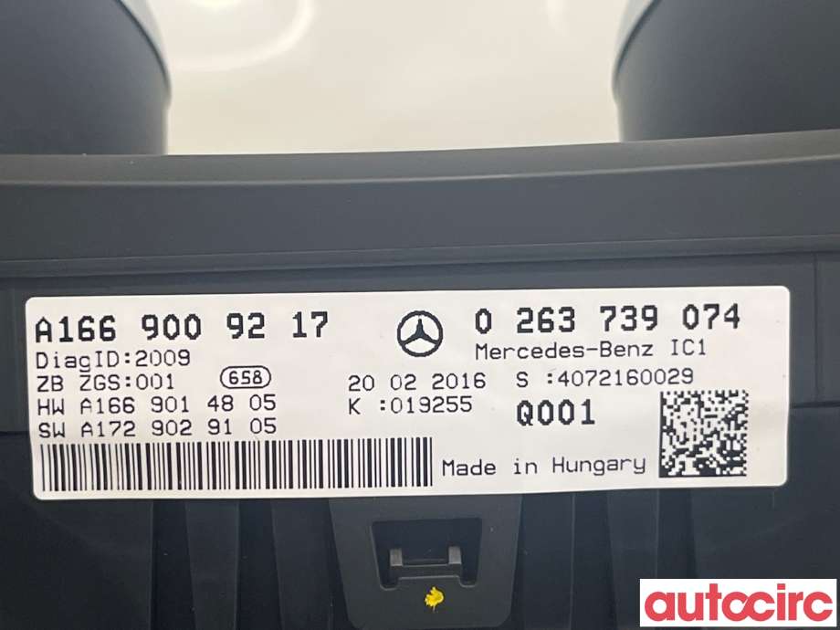 Instrumentpanel til Mercedes GLE 2015-2018 (Fase 2) (W166) (W166) (MERCEDES||A1669009217)
