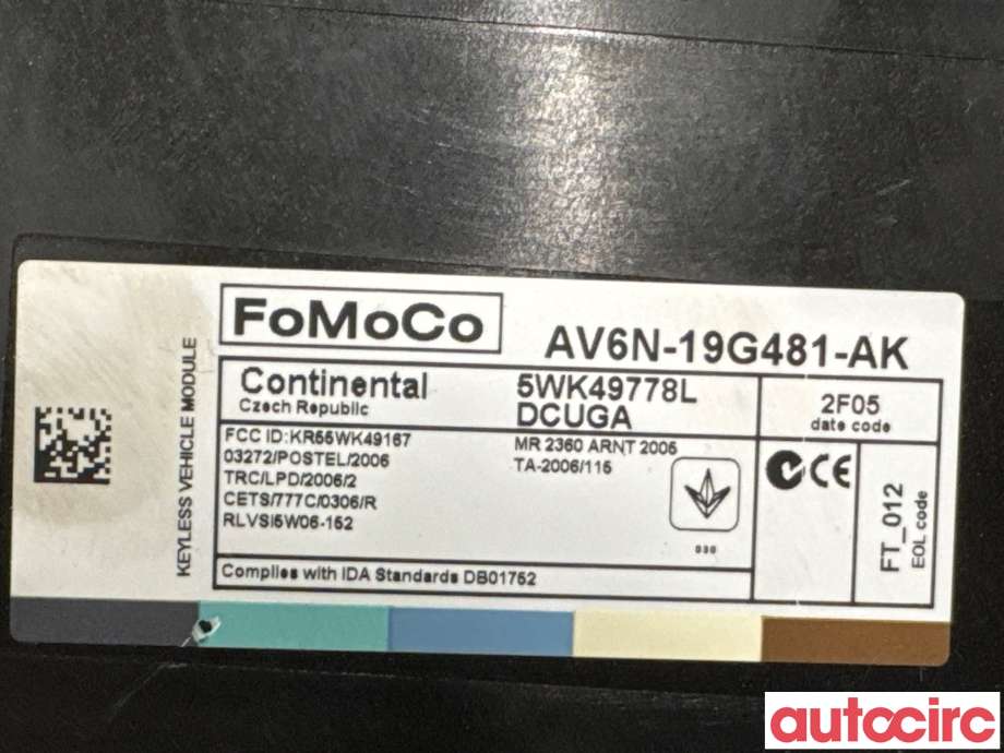 Styreenhet nøkkelfri/keyless til Ford C-Max 2010-2015 (Type II, Fase 1)  (FORD|1829420|5WK49778L|AV6N-19G481-AK)