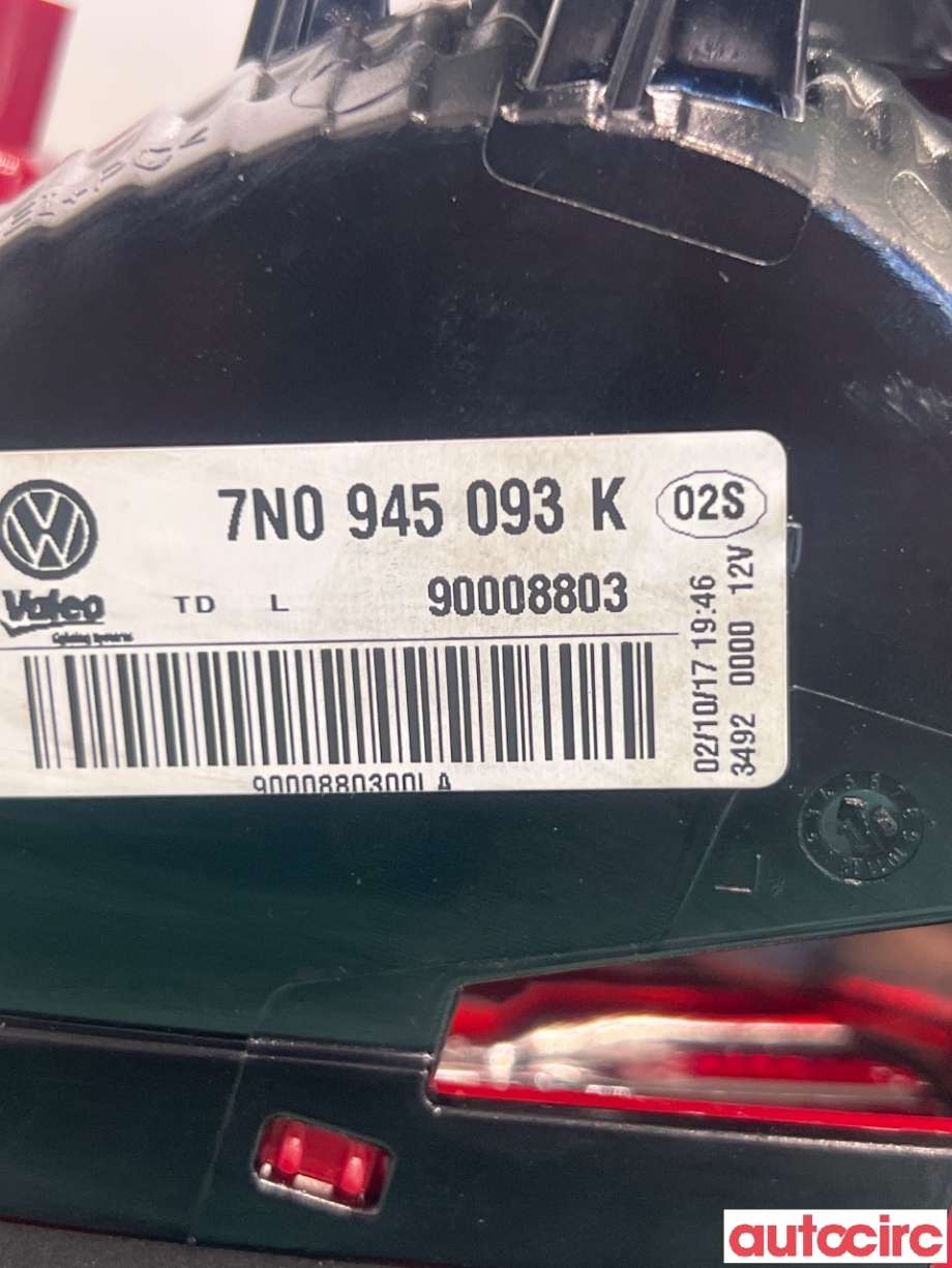 Baklykt venstre indre til VW Sharan 2010-->> (Type II)  (VOLKSWAGEN|7N0945093K|)