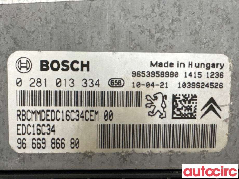 Styreenhet motor til Peugeot 5008 2010-2017 (Type I) (PEUGEOT|1943SX|0281013334|9653958980)